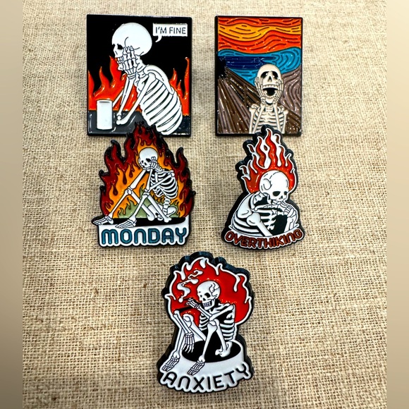 Source Unknown Jewelry - New Skeleton Related Pins - you choose
